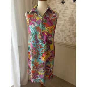 Pappagallo Women’s Small Azure Pink Half Zip Sleeveless Tank Dress